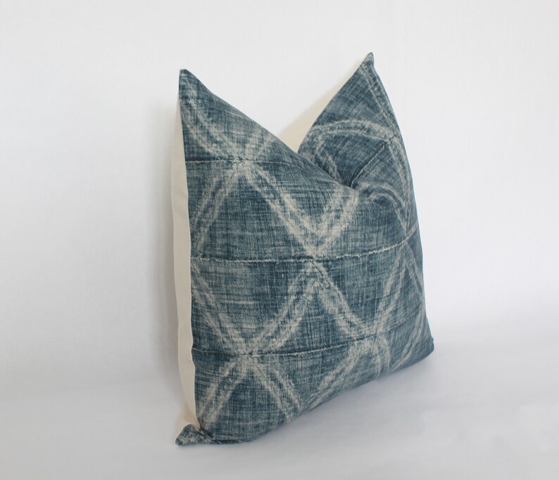 Denim Teal Throw Pillow Covers 20x20 Beige and Teal Pillow Etsy