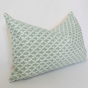 Floral Lumbar Pillow, Green Floral Pillow 14x20, White and Green Pillow Cover, Neutral Floral Lumbar Throw Pillow, Small Print Lumbar Pillow