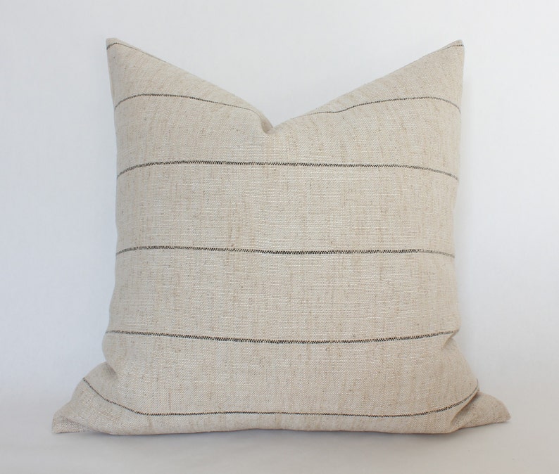 neutral striped throw pillow