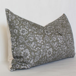 Lumbar Pillow Cover Olive, Green Lumbar Pillow Cover, Green Floral Pillow, Moss Green Pillow, Olive Throw Pillow || Olive Floral