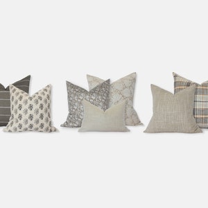 Sectional Throw Pillow Set , Pillow Combination for Couch , Neutral Throw Pillow Combo , Cream and Brown Pillows || Gael
