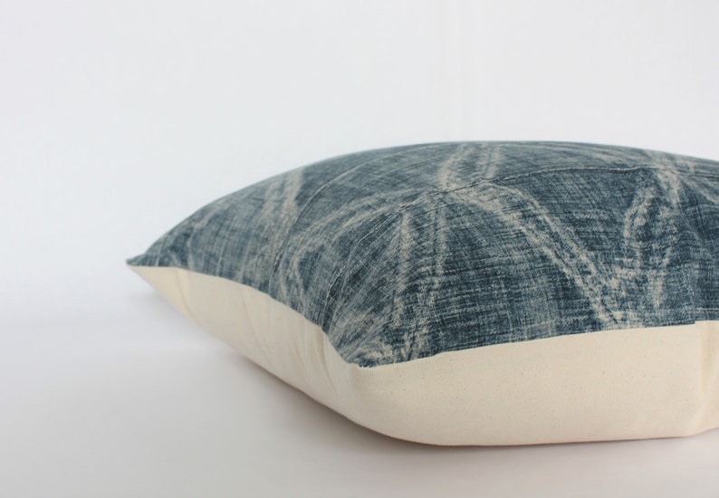 Denim Teal Lumbar Pillow Cover 12x20 Beige and Teal Lumbar Etsy