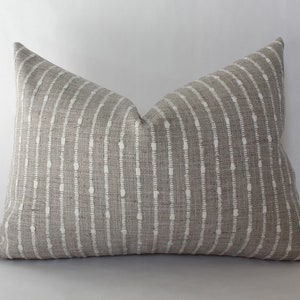 neutral striped lumbar pillow