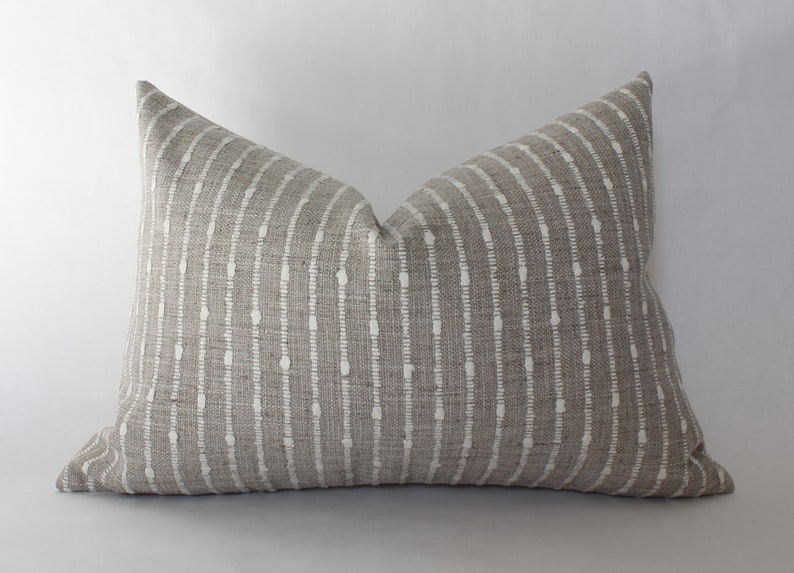 neutral striped lumbar pillow