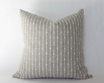 Cream Pillow Cover, Beige Throw Pillow Covers for Sofa, Neutral Striped Pillow, Textured Throw Pillow, Striped Pillow Cover || Perin