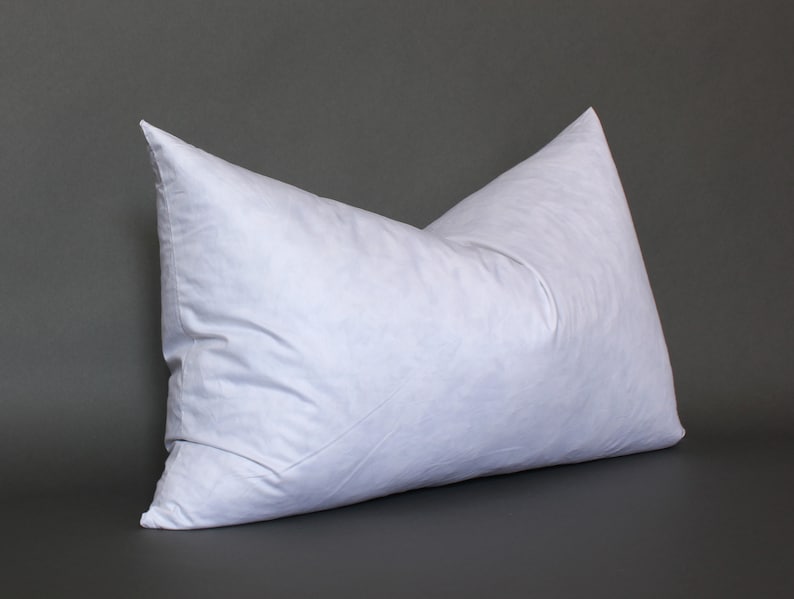 May include: A white rectangular pillow with a soft, fluffy texture. The pillow is slightly curved and has a smooth, even surface.