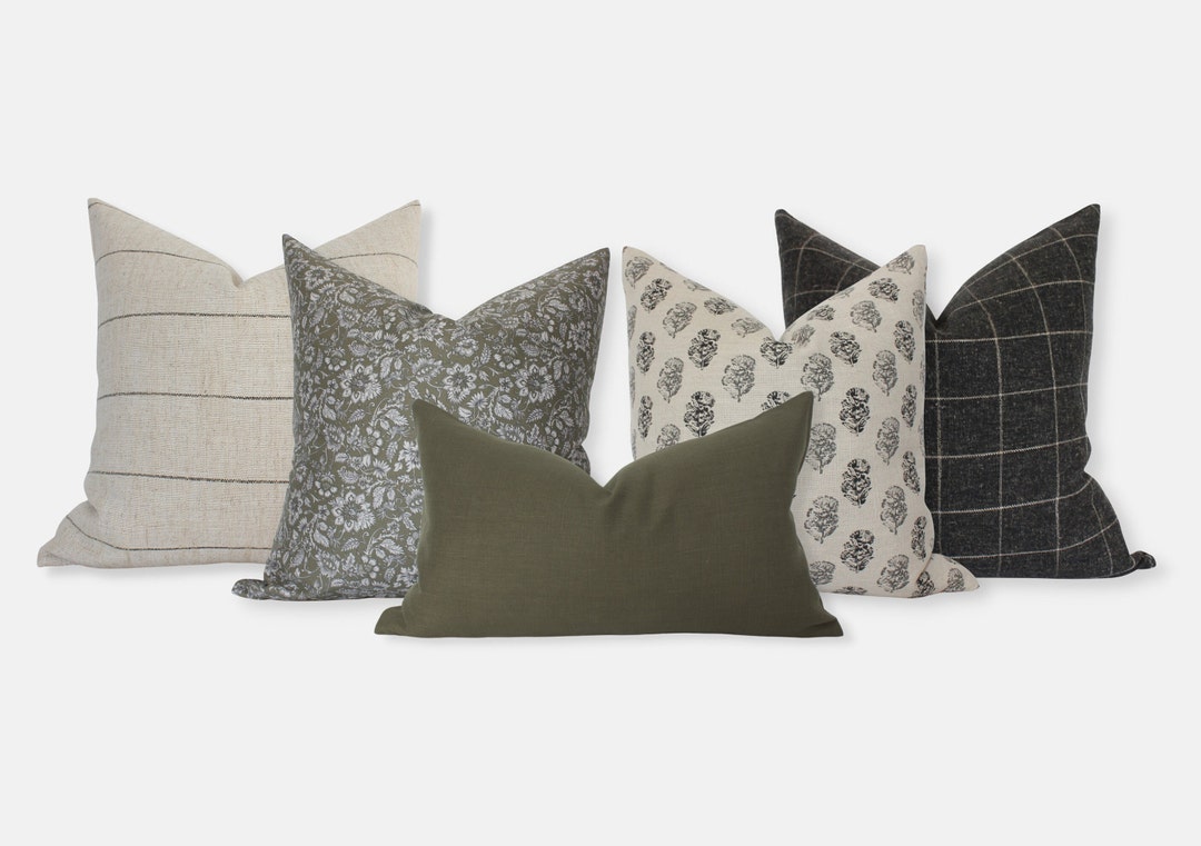 Sofa Pillow Set, Throw Pillows for Couch Green, Modern Pillow Cover Set