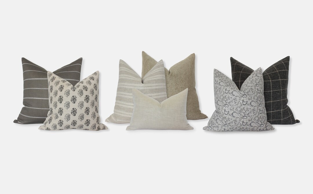 Sectional Sofa Pillow Covers Neutral Pillow Combinations Etsy