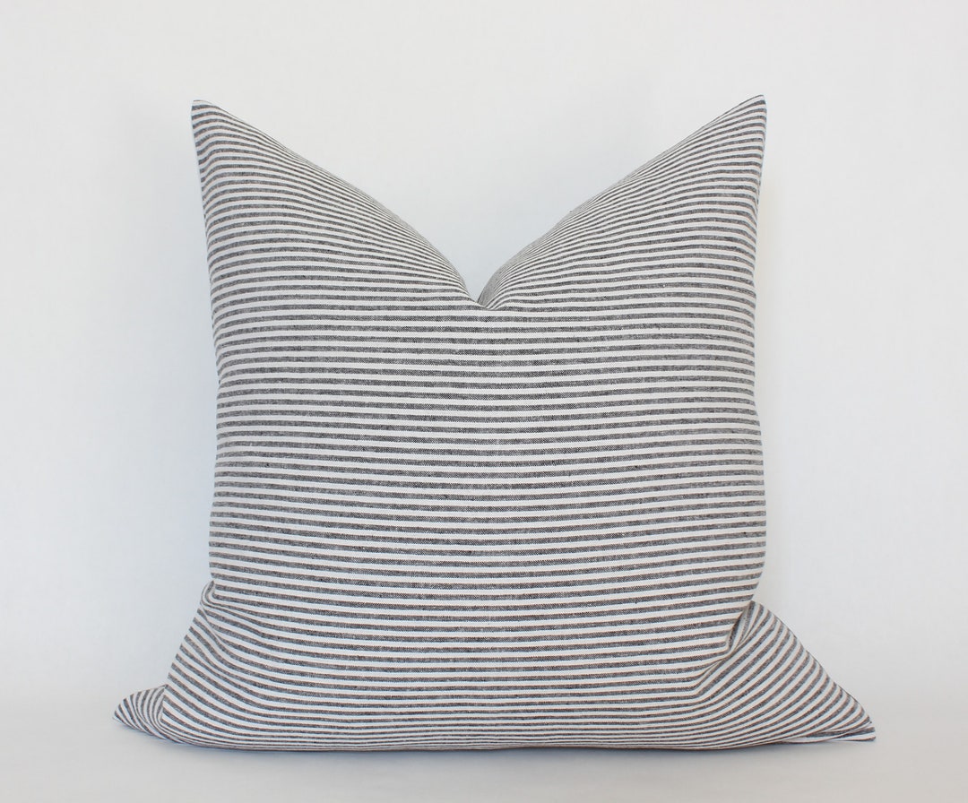 Neutral Striped Pillow Cover White and Gray Pillow Cover Etsy