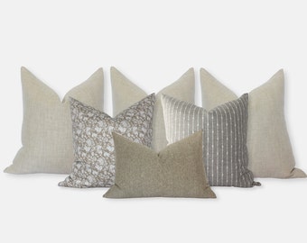 Set di cuscini per letto king size, set di cuscini per camera da letto, cuscini decorativi per letto, set di cuscini decorativi, cuscini decorativi, cuscini beige con motivo floreale oliva 20x20, federe per cuscini per camera da letto