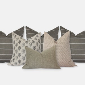 King Bed Pillow Combo, Brown and Cream Bed Pillow Set, Brown Pillow Combo for Bed, Pillow Combination Sets Brown Cream Blush || Sienna