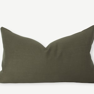 Olivgrönt örngott, Mörkgrönt örngott, Mörk olivgrön prydnadskudde, Enfärgad grön soffkudde, Mossgrön kudde || Mörk olivgrön 12x40 inches