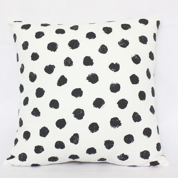 Polka Dot Pillow Covers 18x18, Black and White Throw Pillow 20x20, Polka Dot Throw Pillow, Black and White Polka Dot Pillow, White Pillow