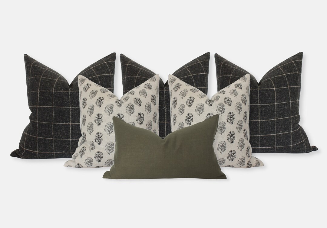 Pillow Sets for Bed, Olive Gray Pillows for Bedroom, King Bed Pillow