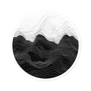 Minimaler abstrakter topographischer Linien Aufkleber | Runder Vinyl-Aufkleber | Laptop, Auto, Wasserflasche
