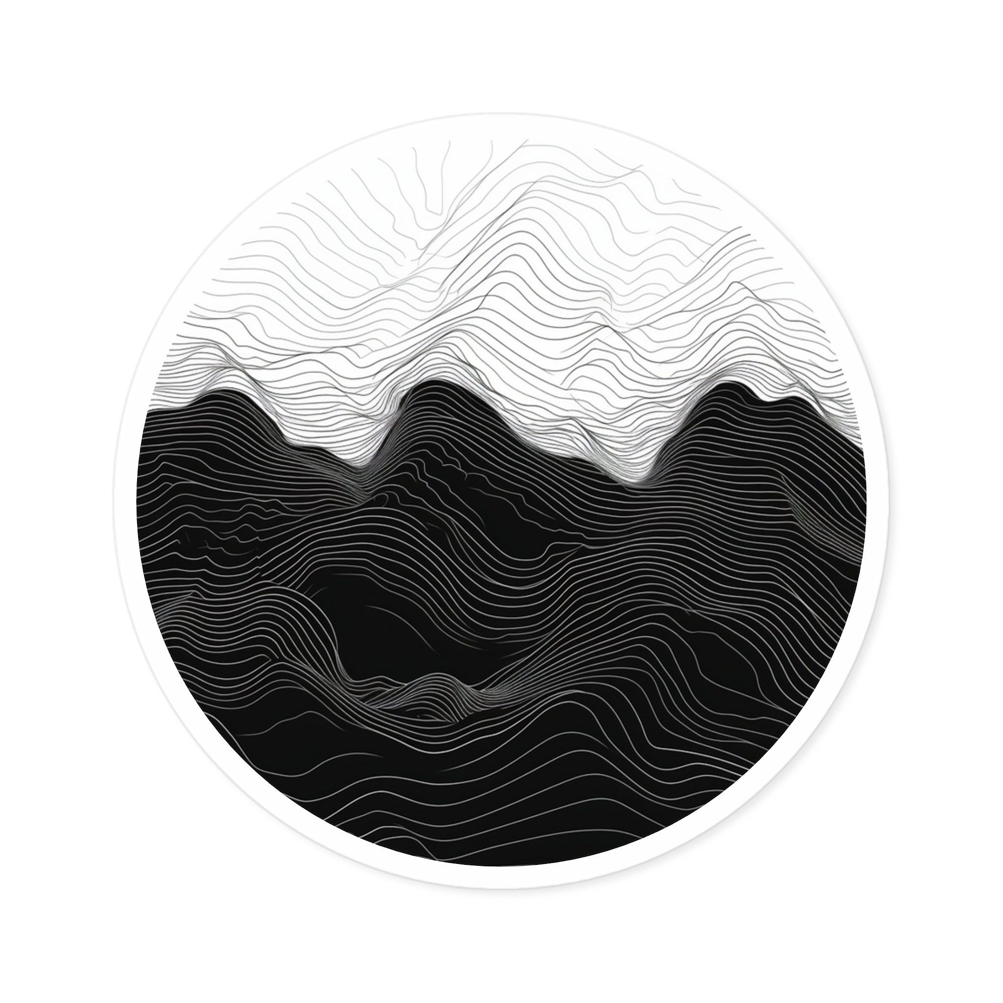 Minimal Abstract Topographic Lines Sticker | Circular Vinyl Decal ...