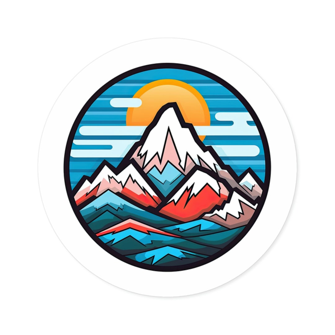 Sun & Mountain Vinyl Sticker | Outdoor Adventure Decal - Etsy