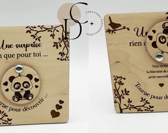 Annonce carte  demande parrain marraine en bois