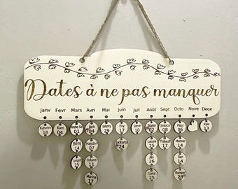Calendrier Bois Personnalise Etsy France