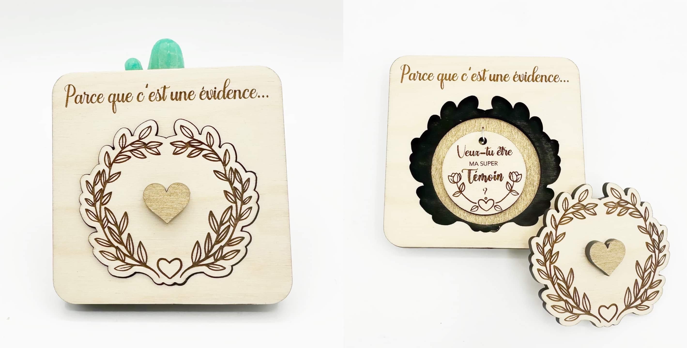 Annonce en bois pour demande de témoin | Personnalisation unique