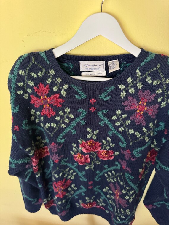 vintage flower sweater handmade heavy