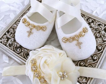 baby girl christening shoes ivory