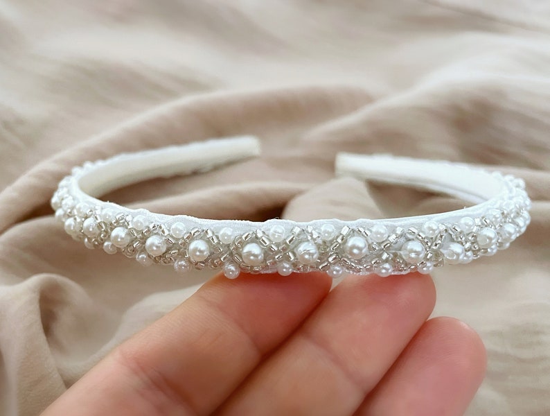 Holy Communion Headband / Flower Girl Headband / Alice Band / Baptism Headband / Wedding Headband / Bridesmaids Headband / Pearl Aliceband image 3