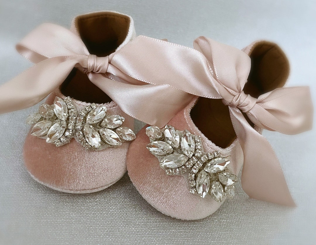 Pink Baby Girl Shoes, Dusty Pink Baby Shoes, Girl Velvet Shoes, 1st ...