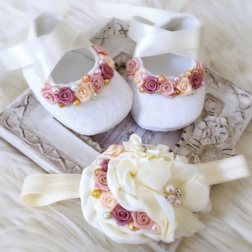 ivory christening shoes