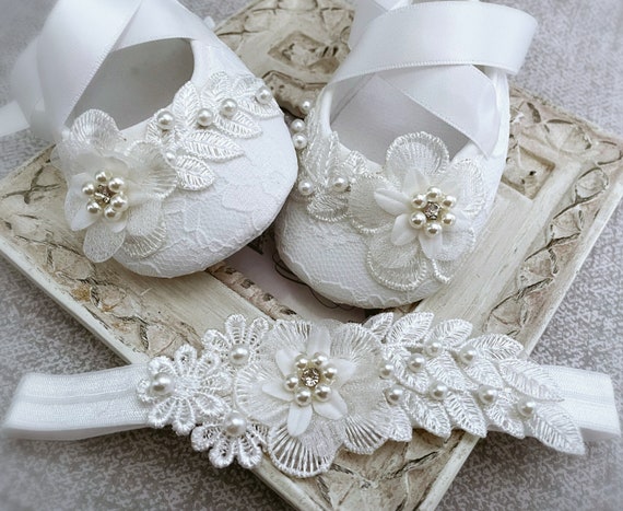 Christening shoes hotsell and headband