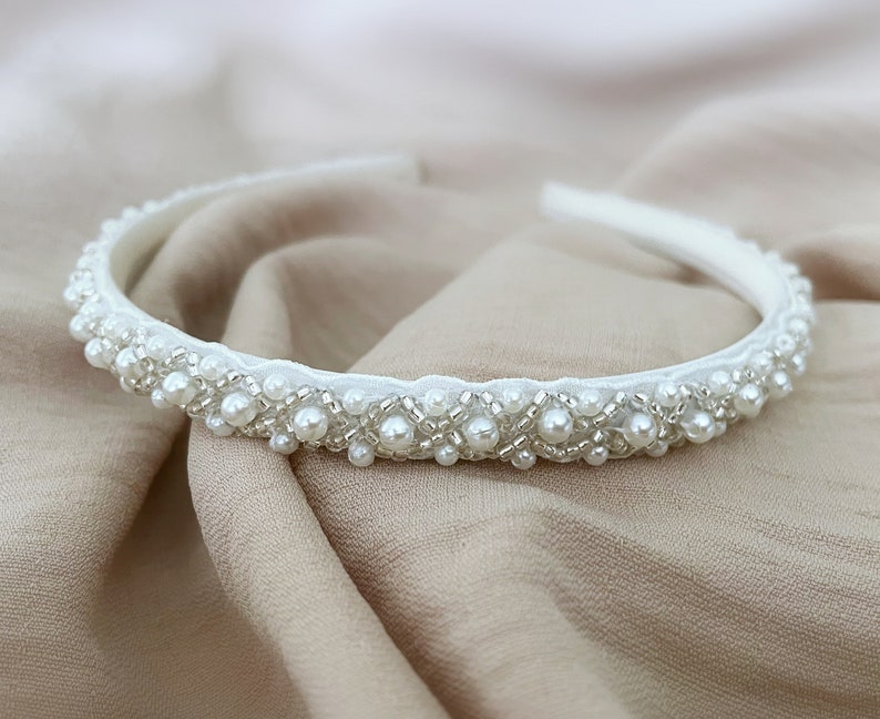 Holy Communion Headband / Flower Girl Headband / Alice Band / Baptism Headband / Wedding Headband / Bridesmaids Headband / Pearl Aliceband image 1