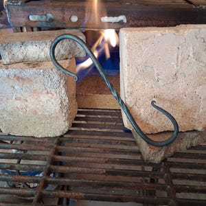 Hand Forged S Hook with Twist, 8 Inch Twisted Steel Pot Hook, Heavy Duty Plant Hanger - Made To Order - Rustic USA Blacksmith