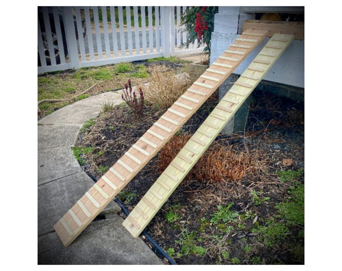 Featured listing image: Chicken Coop Ramp – Pressure Treated Outdoor – Custom Length – Heavy Duty Wooden Run Access Ramp