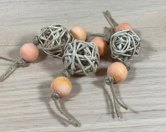 Natural Rattan and Orange 5" wicker small pet chew toy. Critter Candy