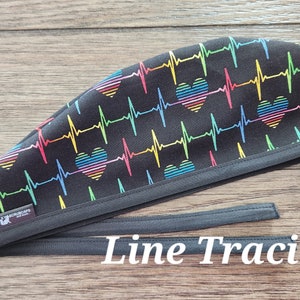 EKG Line Tracings - Surgical Scrub Caps