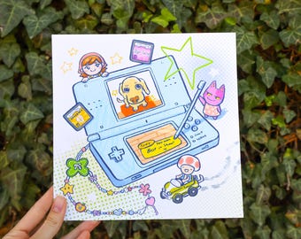 Digital Pet & Friends Tee, DS Inspired Retro Gaming Kawaii Square Print