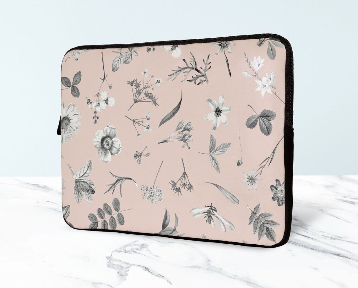 Leaves Laptop Sleeve Floral Laptop Sleeve Flowers Laptop Etsy UK