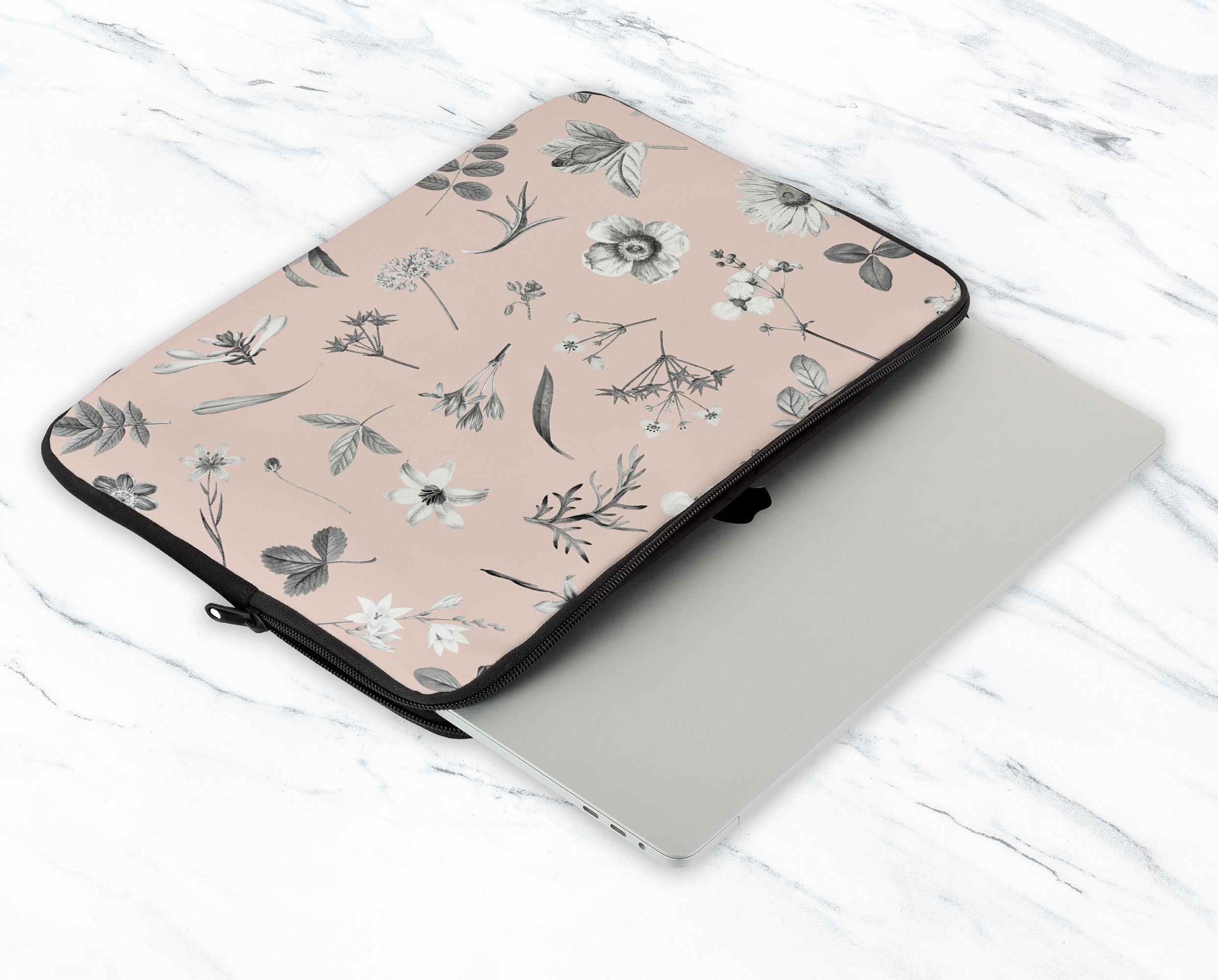Leaves Laptop Sleeve Floral Laptop Sleeve Flowers Laptop Etsy UK