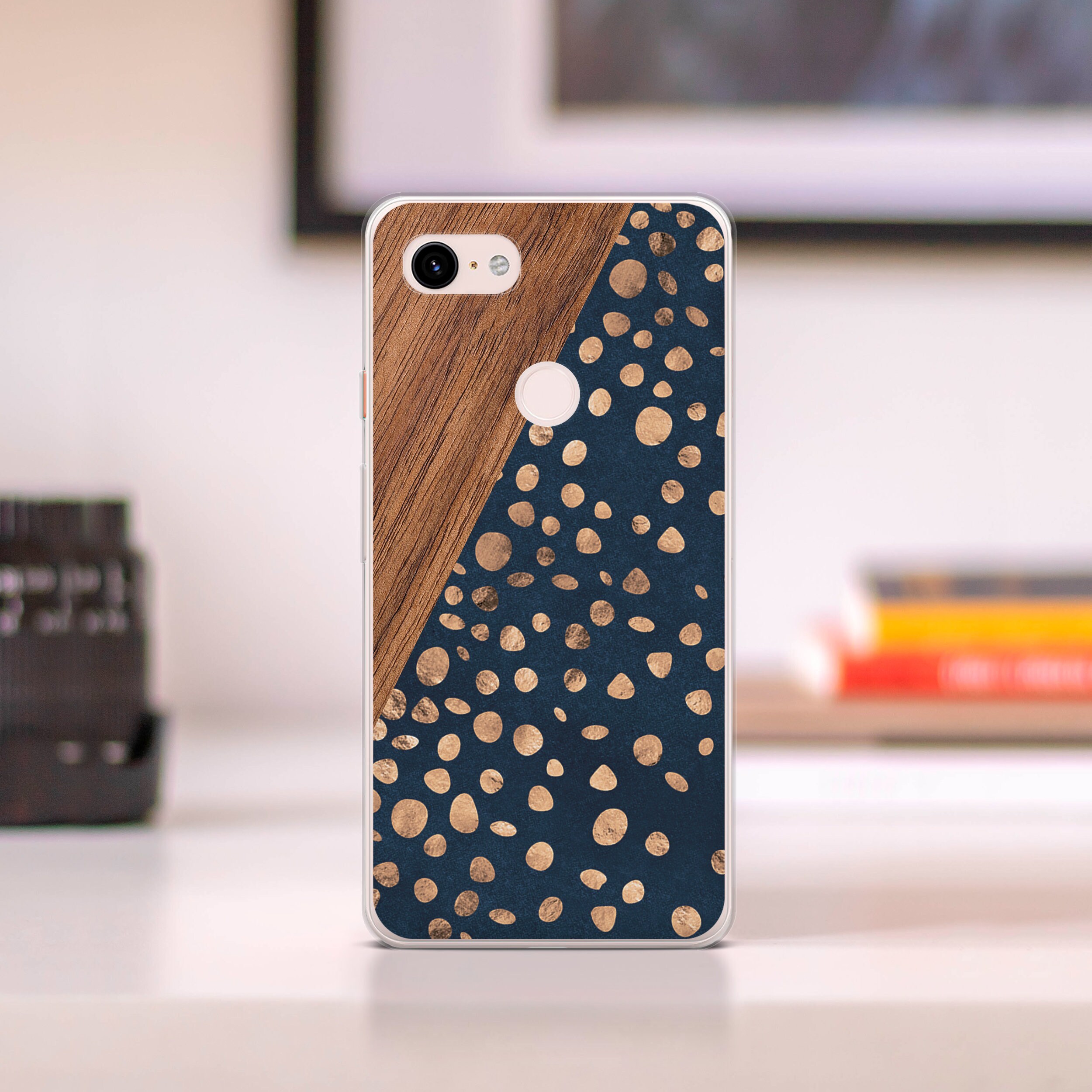 Wood Pixel 4 Phone Case Gold Dots Google Pixel 4xl Best Google Etsy