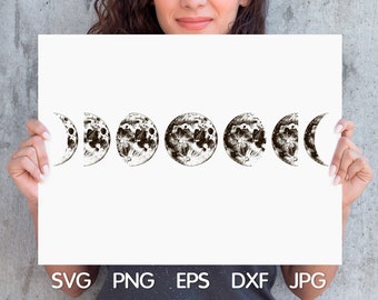 Moon Phases Svg Full Moon Svg Cut File Clipart New Moon SVG Moon Clipart Phases of the Moon Cut File Clip Art Moon Art Svg Cut File NC0528