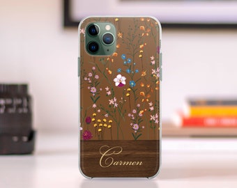 Custom iPhone 13 Pro Max Silicone Case iPhone 13 Pro Cover Floral iPhone 13 Mini Case iPhone 12 Pro Max Case Wood iPhone 12 Pro Case NC0450