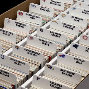 Sort Cards by Professional Football Teams | Card Dividers w/ FREE NFL Labels | Vertical