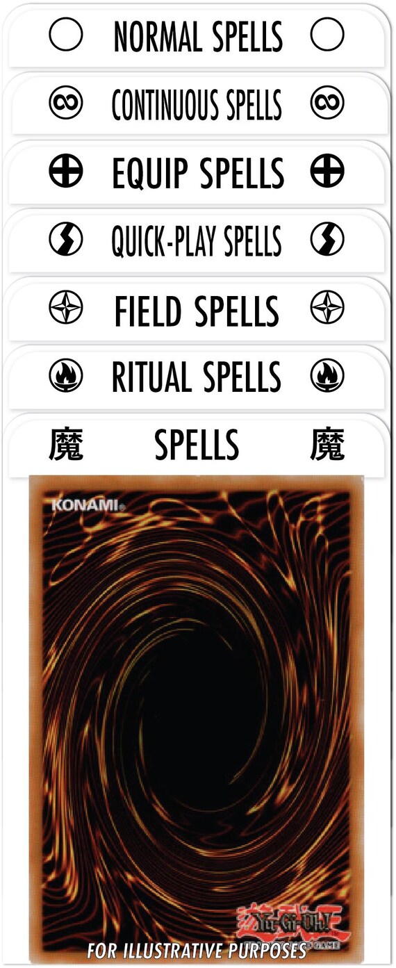 Sort Yu Gi Oh! by Spells | Trading Card Dividers W/ FREE Labels | Vertical  - Etsy