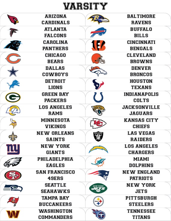 Sort Cards by Professional Football Teams Card Dividers W FREE NFL Labels Vertical Etsy