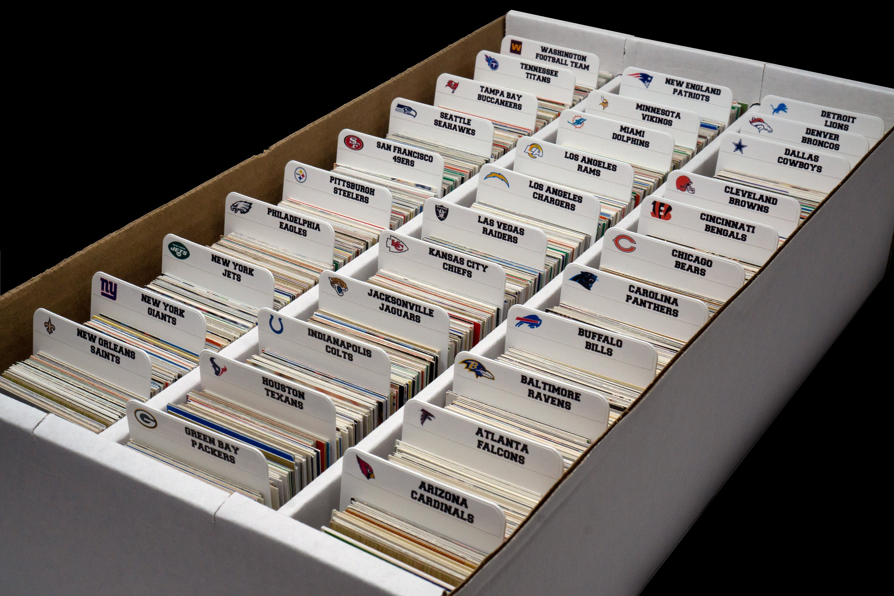 Sort Cards by Professional Football Teams | Card Dividers w/ FREE NFL Labels | Vertical