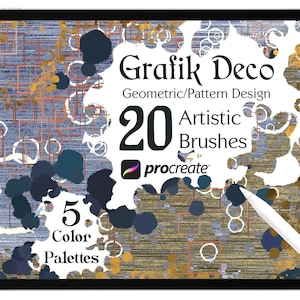 Abstrakta grafiska Procreate-penslar, 5 färgpaletter (digital nedladdning)