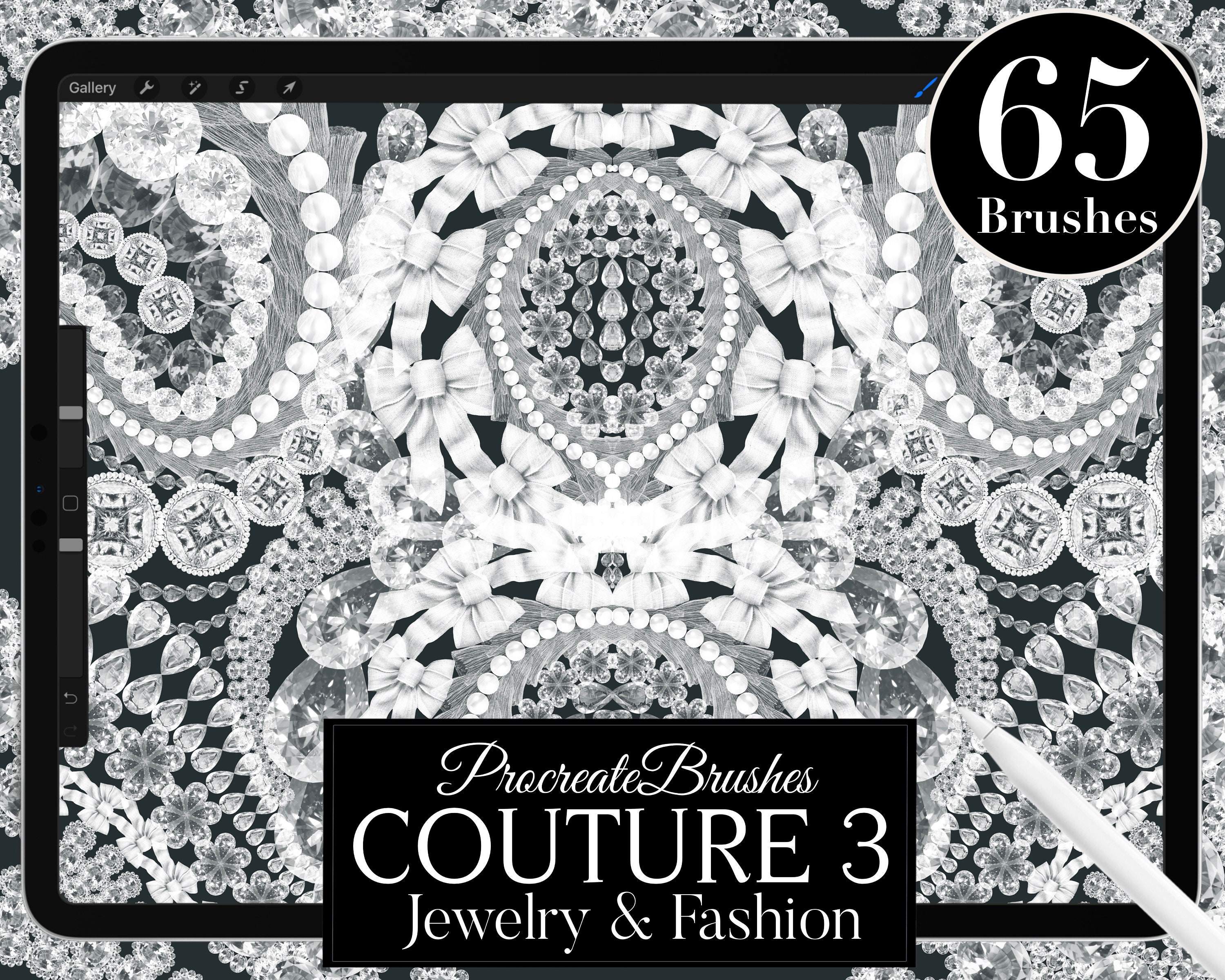 65 pinceles y sellos para joyería Procreate Couture 3 para ilustración de moda