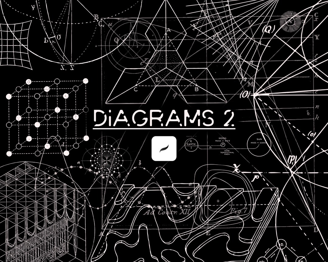 65 Diagram Procreate Stamp Brushes Pt2 / Graphs Math Blueprints Science