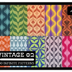 VINTAGE PT2 / 100 Procreate Infinite Pattern Brushes / Vintage Fabric Patterns Repeating Texture Tile Tiling Texture Textile Design