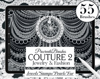 Couture Procreate Brushes, Jewelry & Fashion Embellishments (Digital Art)